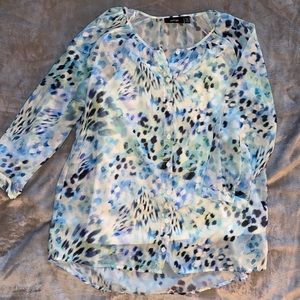 Blue cheetah-print blouse